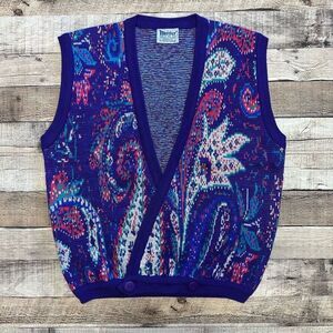 NWOT Vintage Meister 80s Retro Holiday Christmas Wool Acrylic Vest | Large